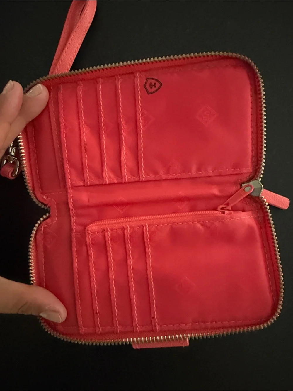 Vera Bradley Coral Quilted Wristlet Card Holder with ID Window